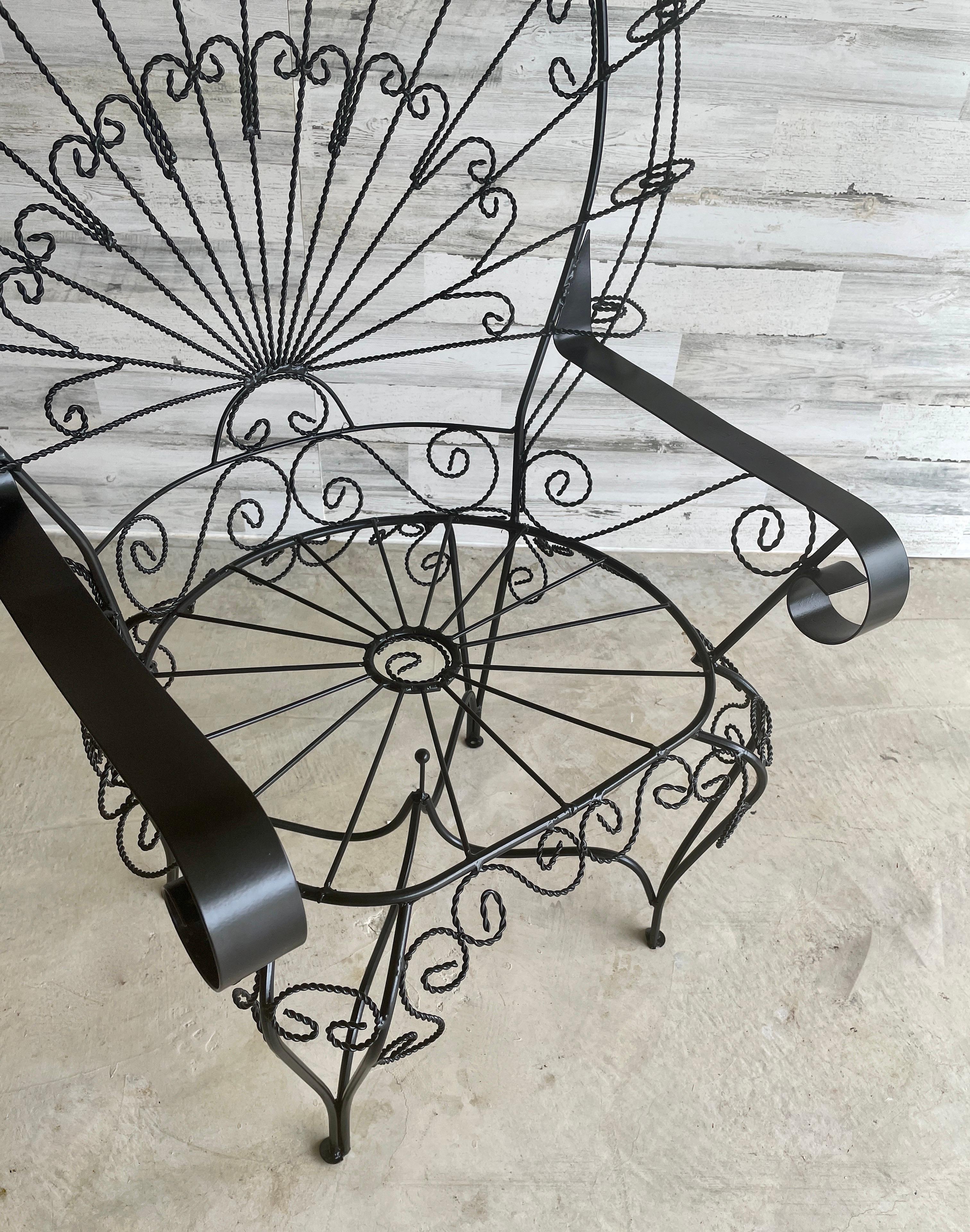 20th Century Peacock Iron Patio Chairs  For Sale