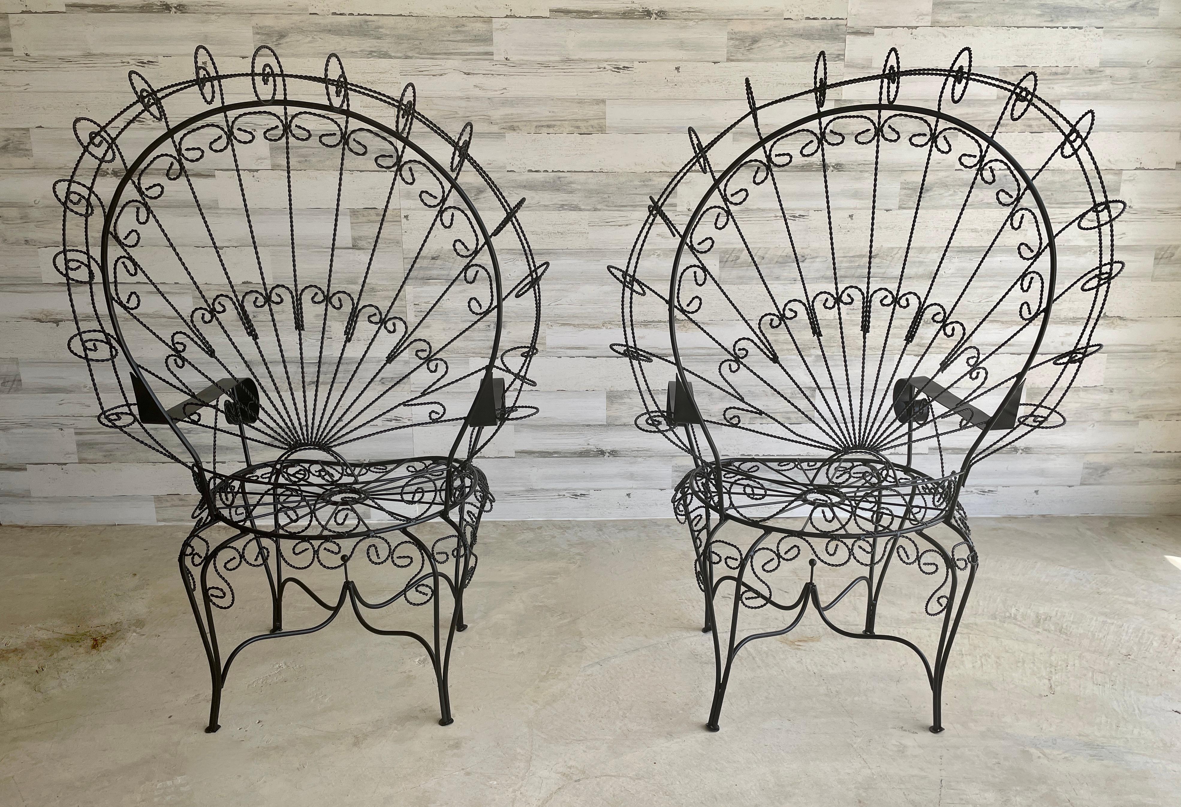 Metal Peacock Iron Patio Chairs  For Sale