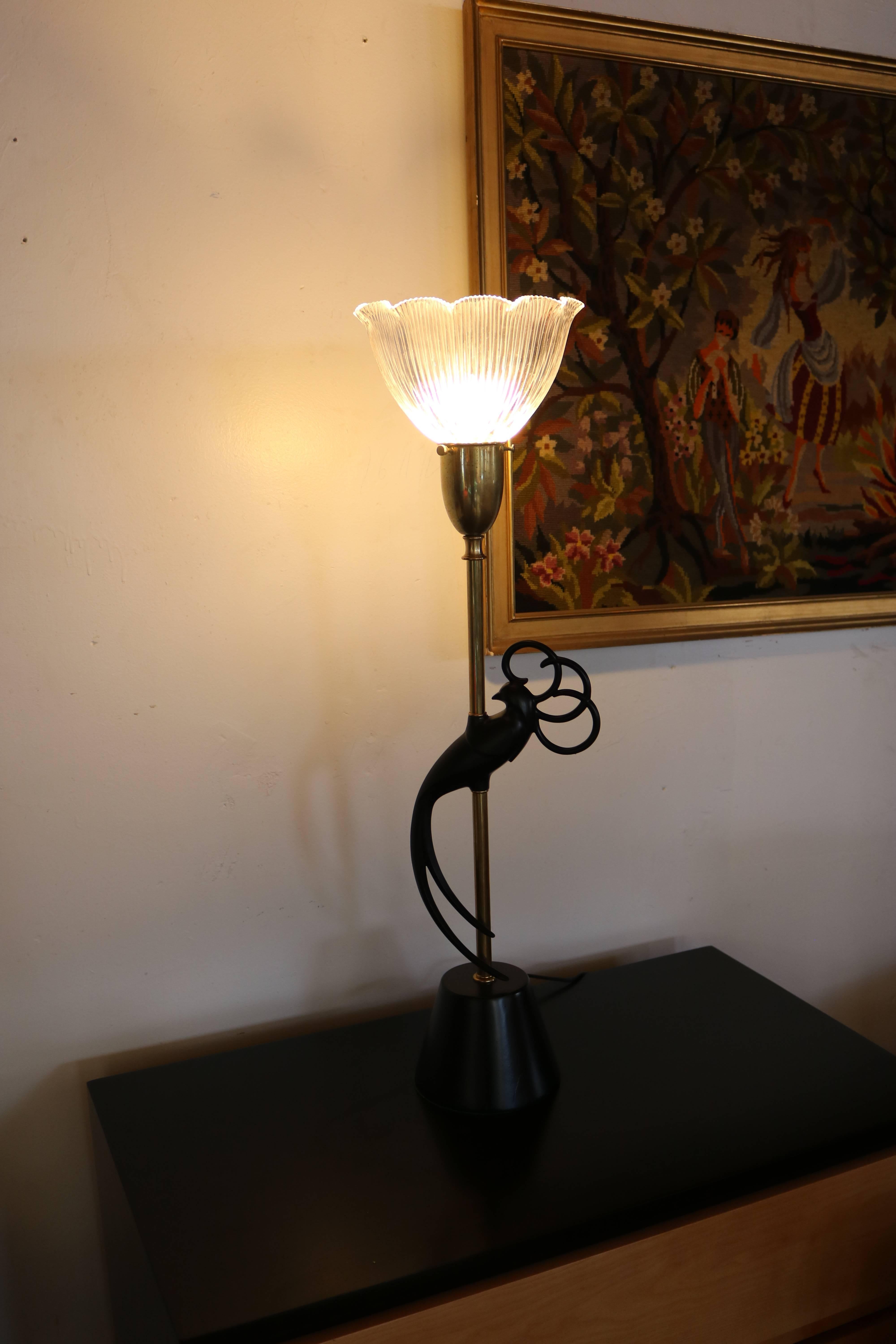 Pfauenlampe der Firma Rembrandt (Metall)