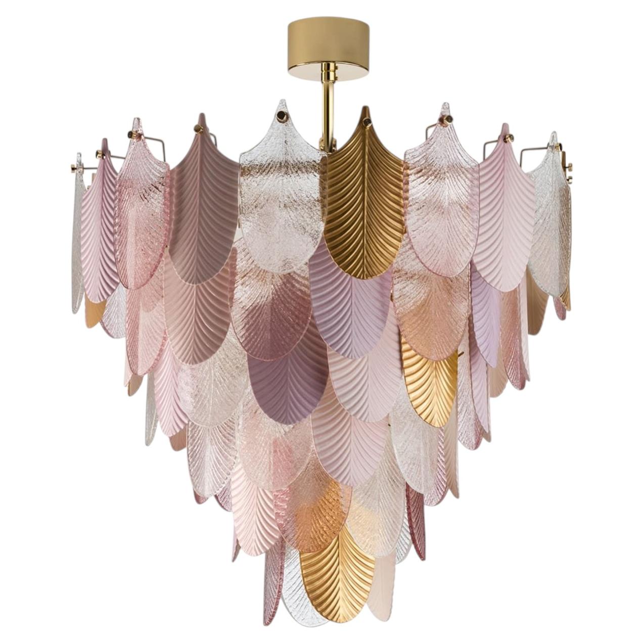 Lampadario Peacock rosa medio e oro in vendita