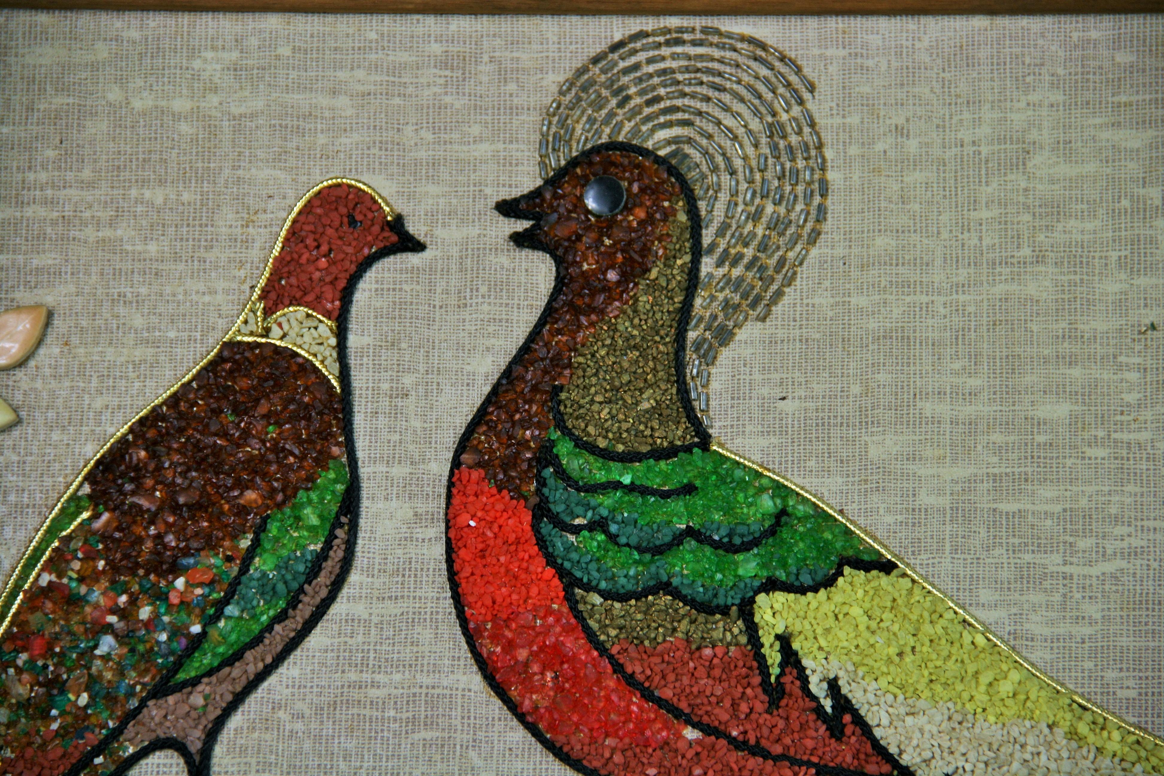 Late 20th Century Peacock Mosaic Wall Panel