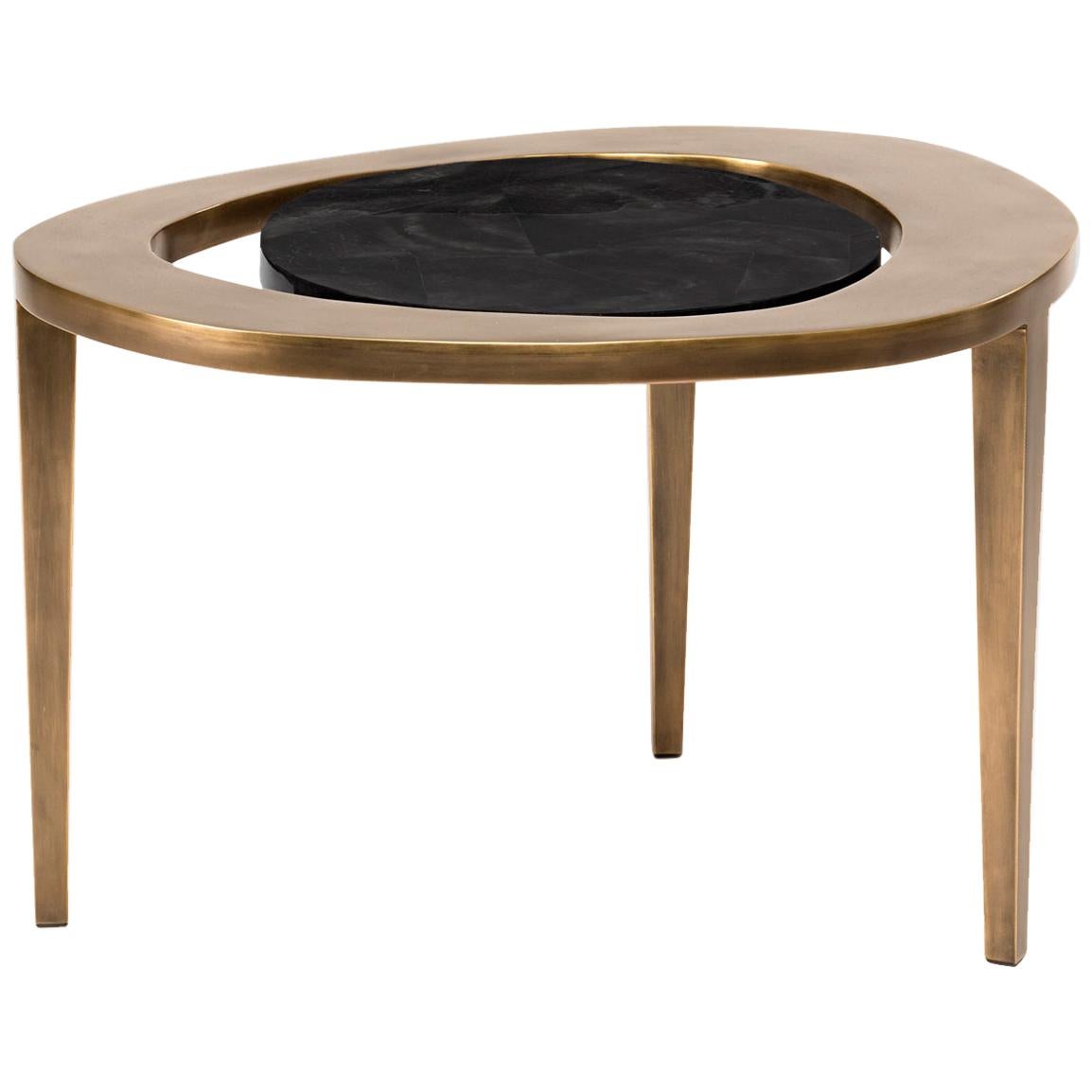 Peacock Nesting Coffee Table in Black Pen Shell and Brass by R&Y Augousti For Sale