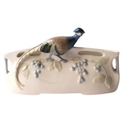 Vintage Peacock or Pheasant Bird Desk Letter Mail Holder