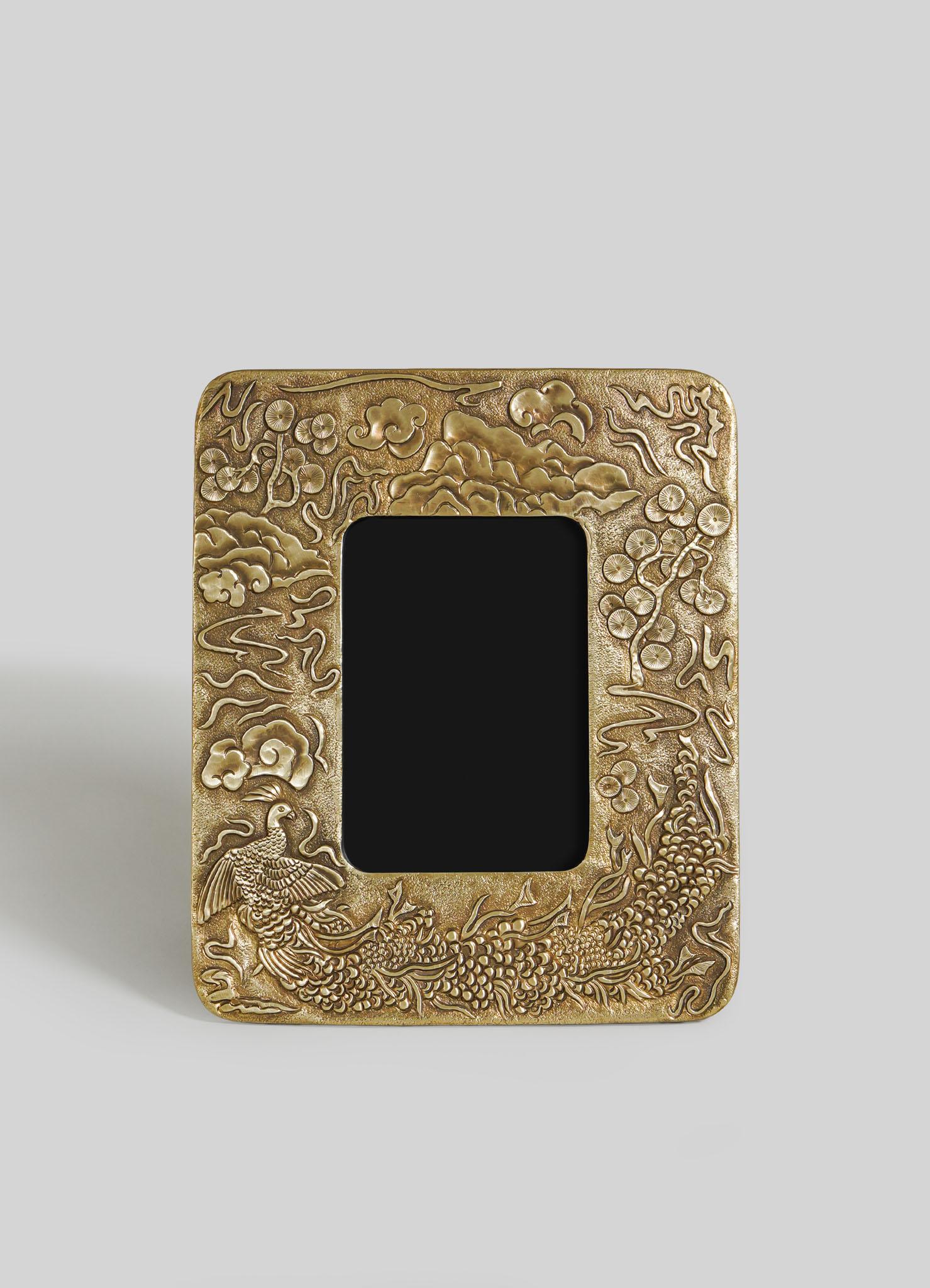 Peacock Paradise Photo Frame in Brass, Viya by Vikram Goyal

