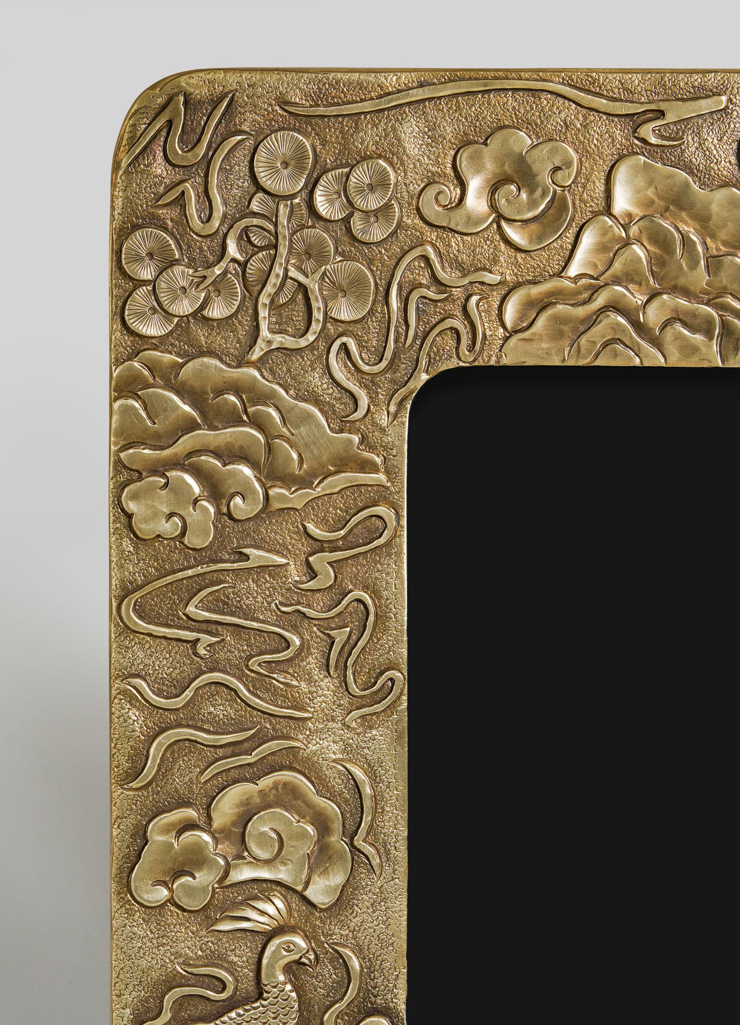 Contemporary Peacock Paradise Photo Frame in Brass, Viya by Vikram Goyal For Sale