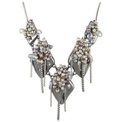 Peacock Pearl Semi-precious Bead Crystal Designer Alexis Bittar Retro Necklace