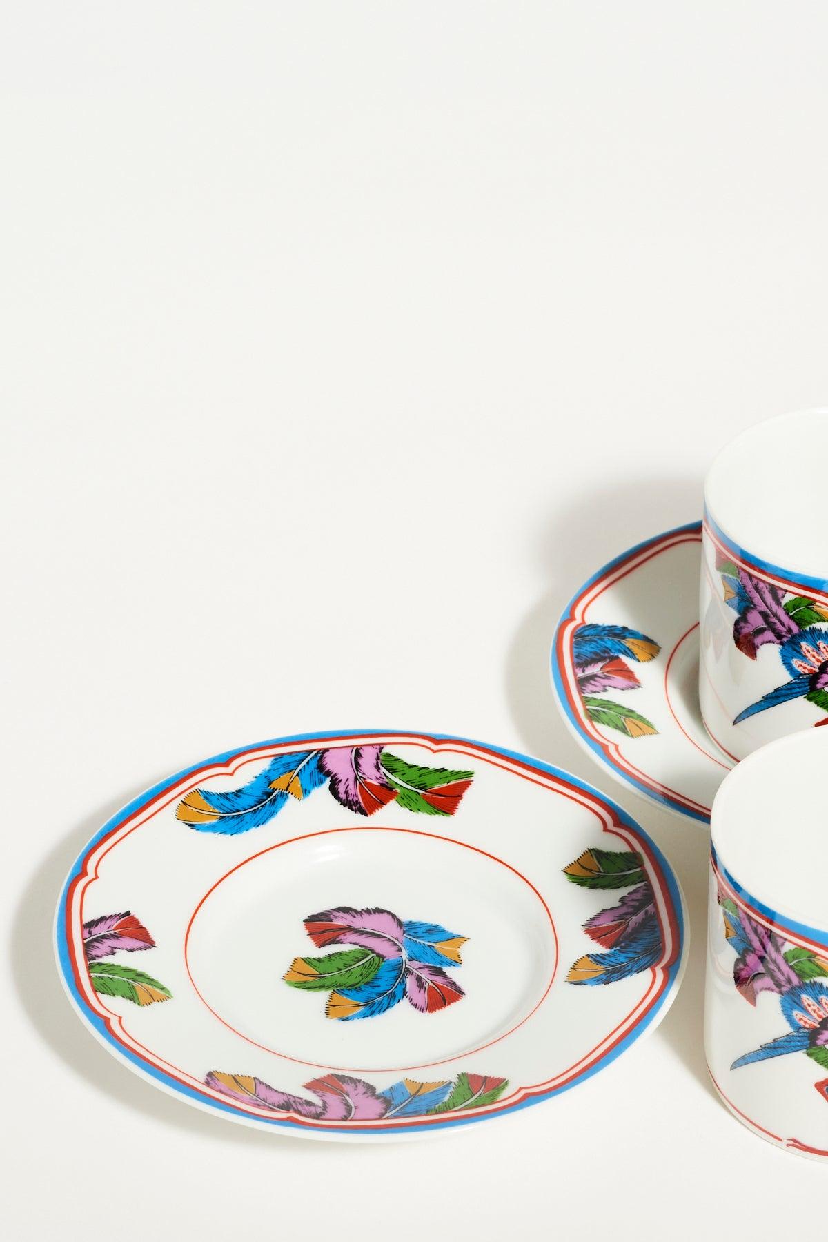 Mid-20th Century Peacock Porcelain Tea Set of Two For Sale