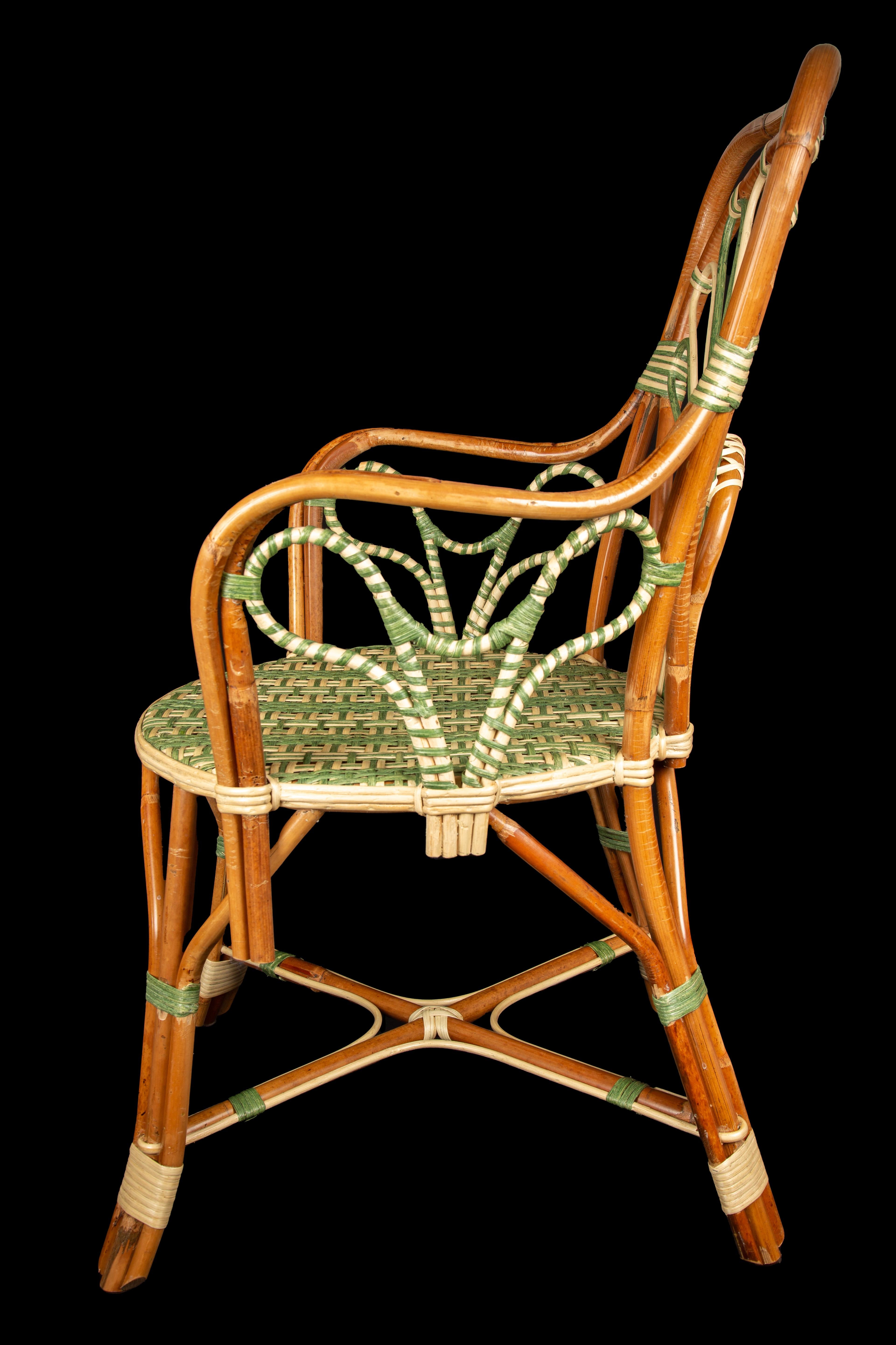 Hand-Woven Peacock Rattan Arm Chair by Creel and Gow For Sale