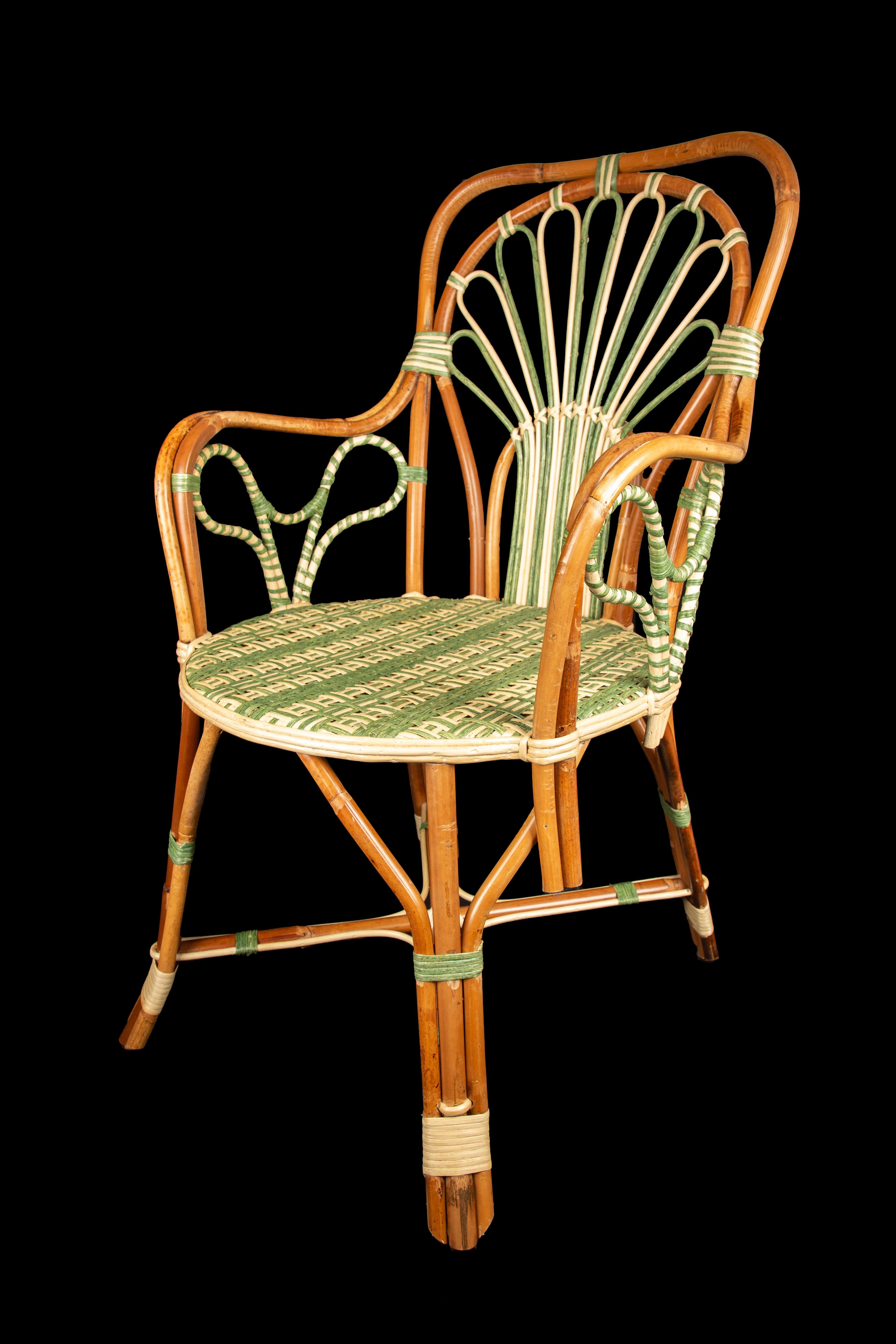 Peacock Rattan Arm Chair by Creel and Gow In New Condition For Sale In New York, NY