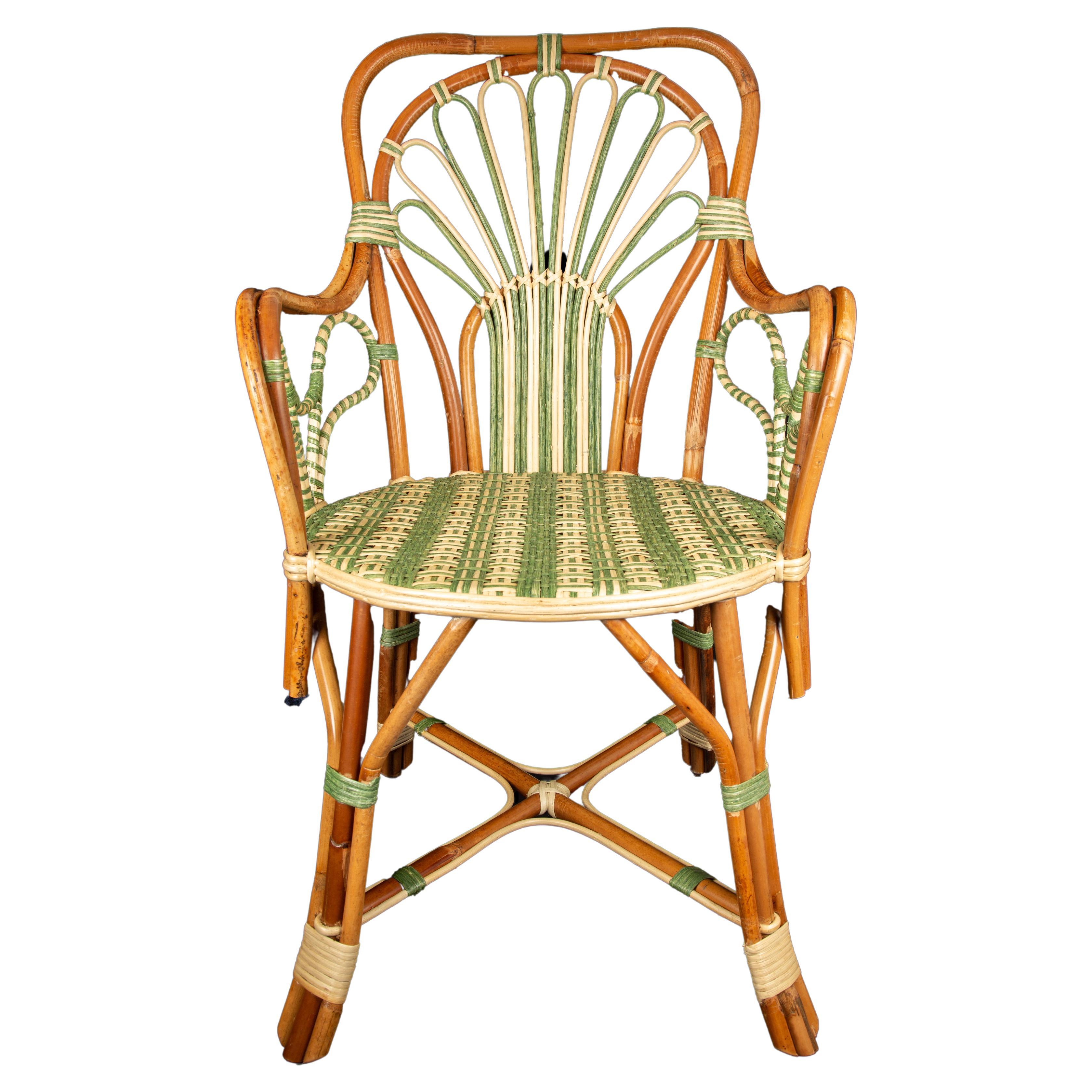 Peacock Rattan Arm Chair by Creel and Gow For Sale