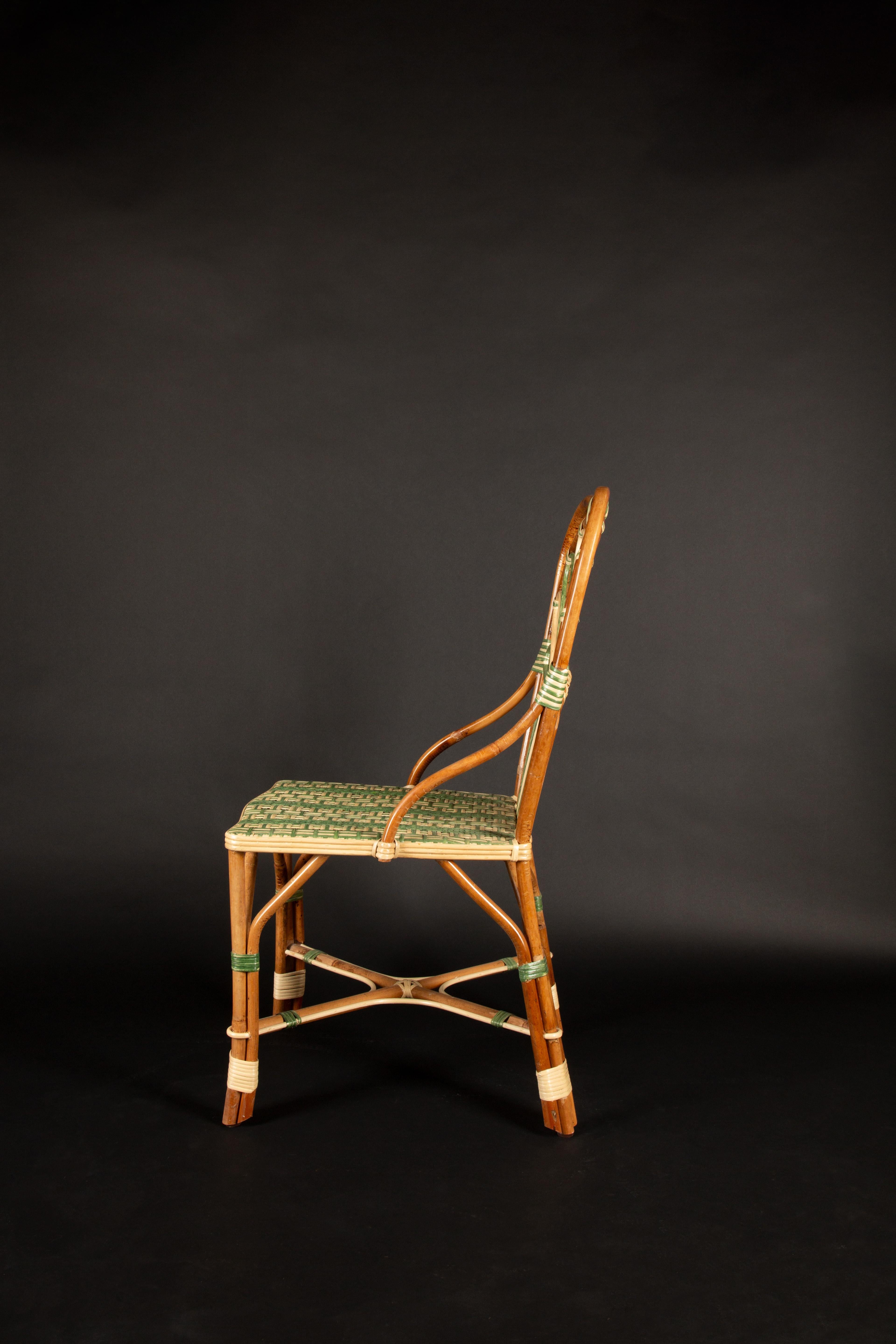 Green Peacock Rattan Side Chair For Sale 8
