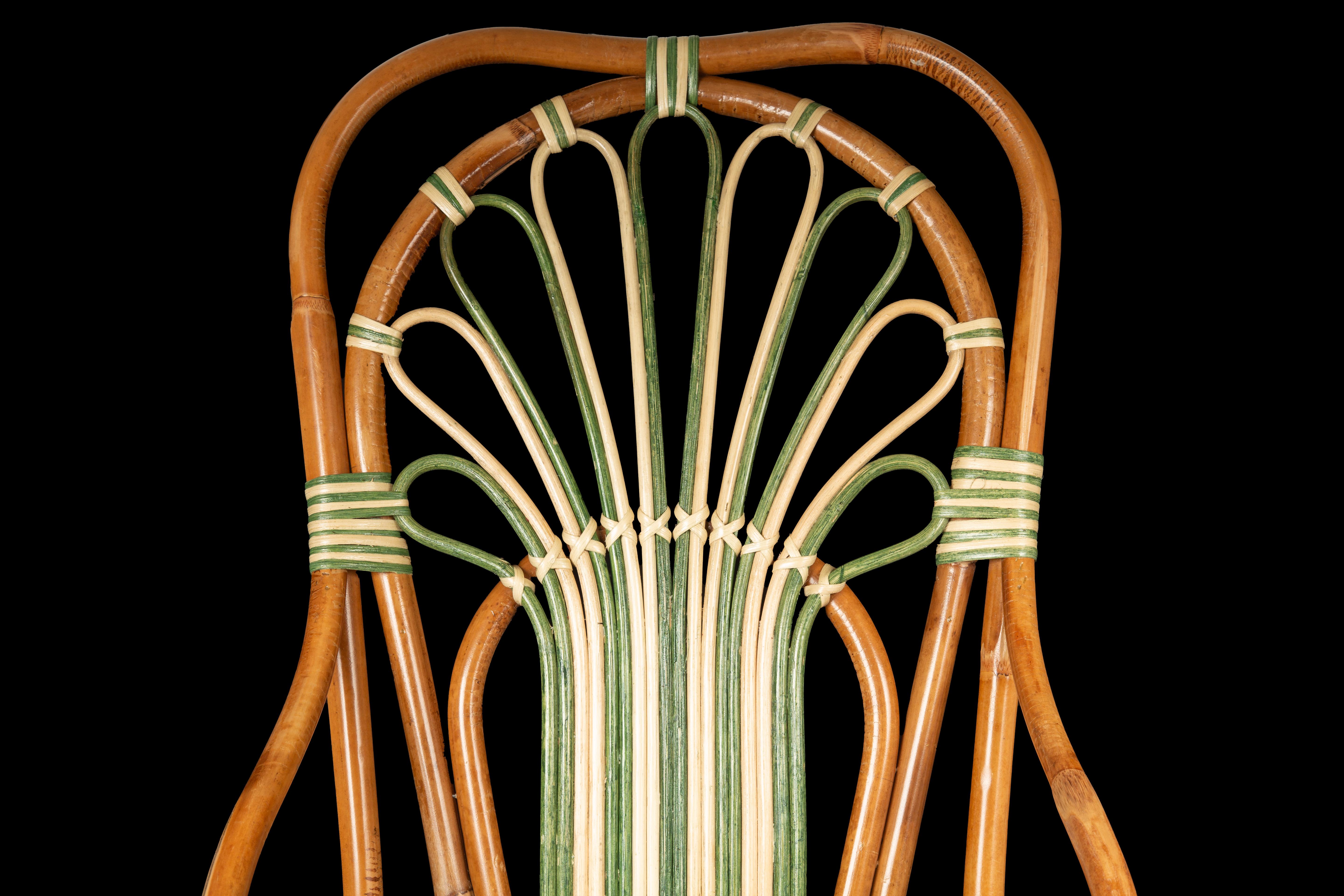 Moroccan Peacock Rattan Side Chair For Sale