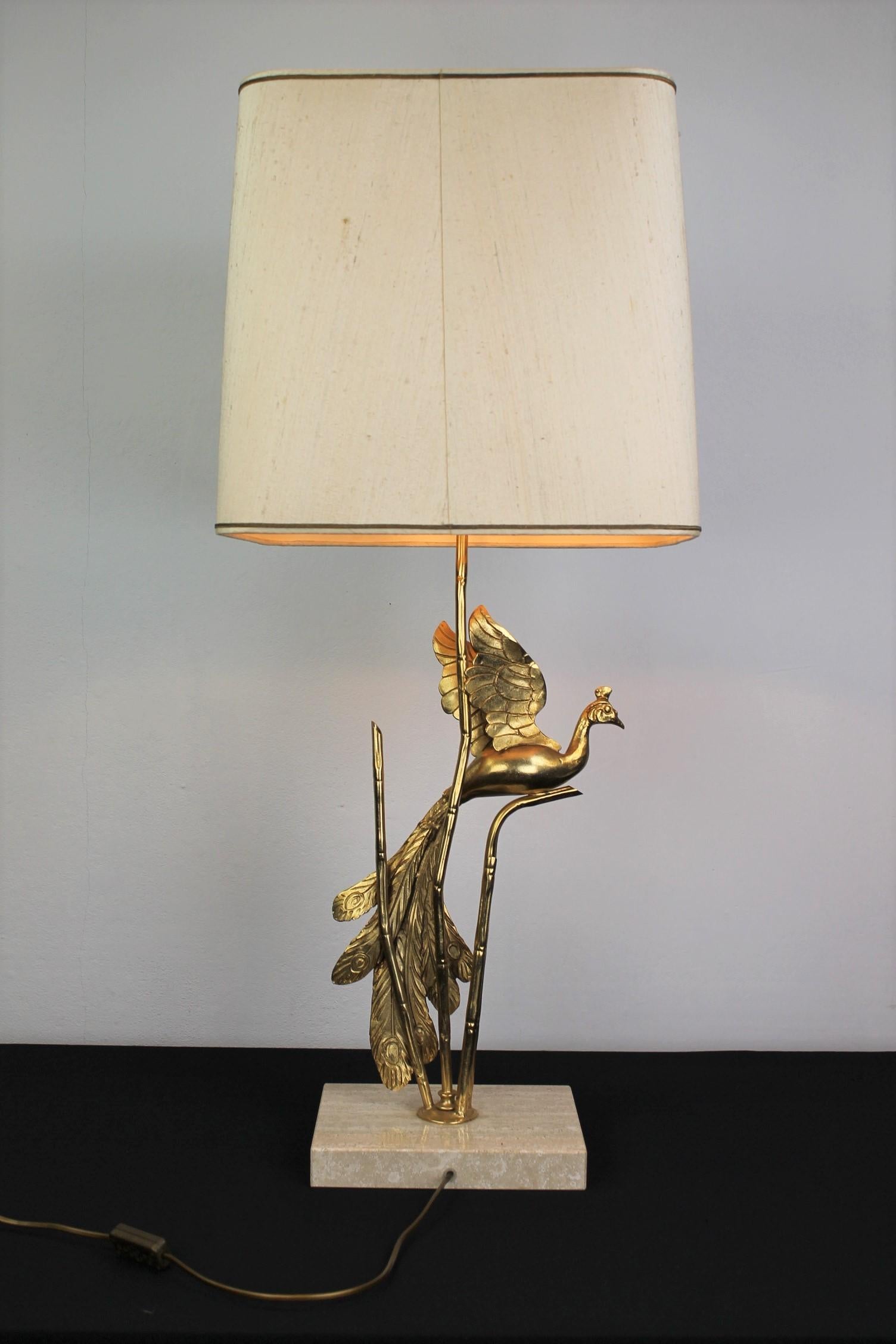 Peacock Table Lamp by Lanciotto for L'Originale, Italy, 1970s For Sale 1