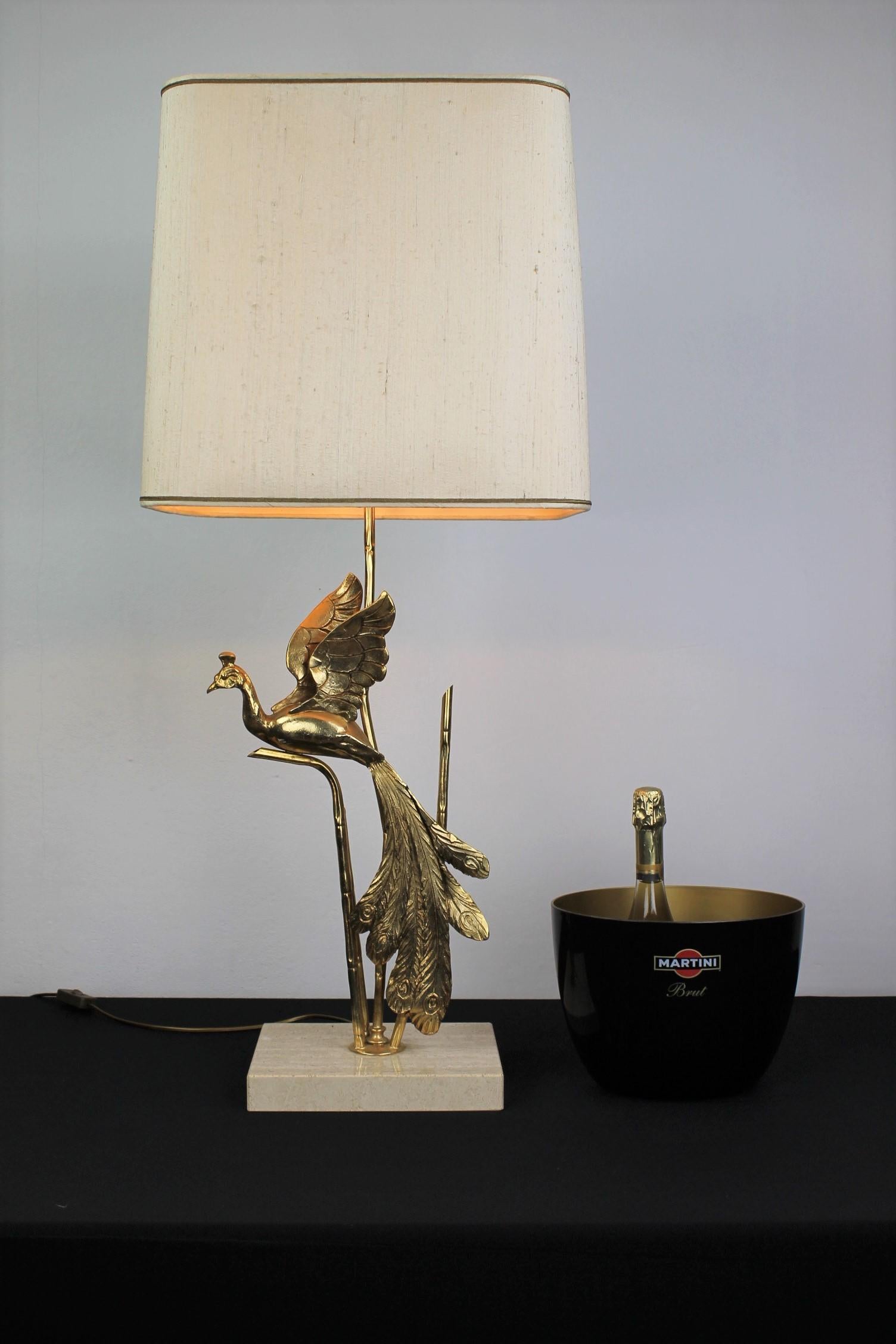 Peacock Table Lamp by Lanciotto for L'Originale, Italy, 1970s For Sale 7