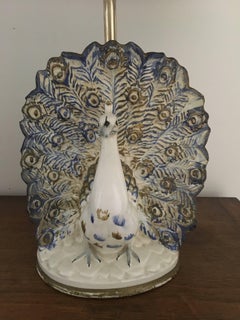 Peacock Table Lamp in Ceramic