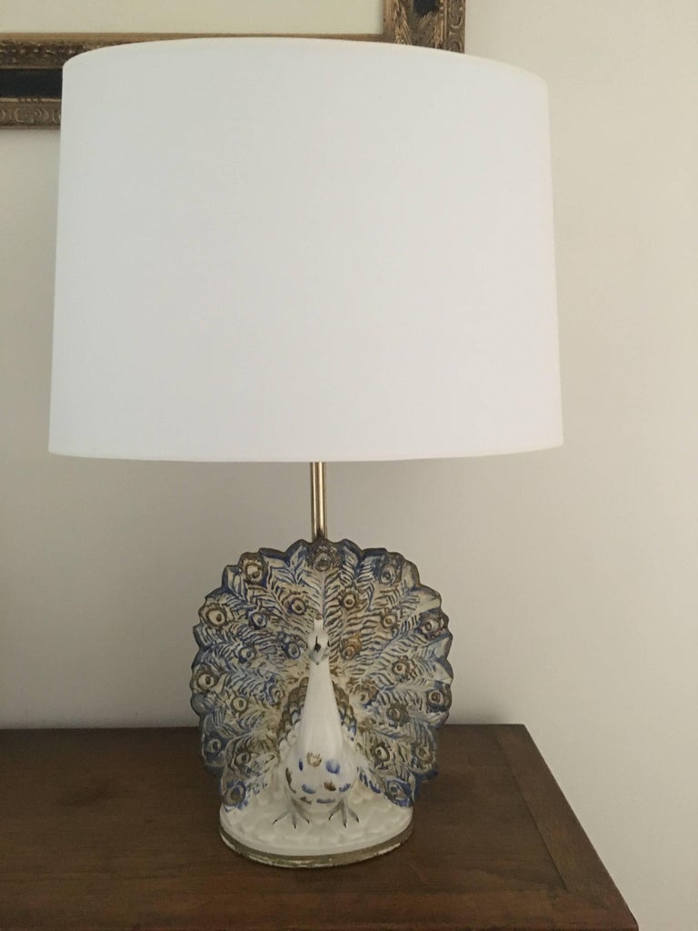 Peacock Table Lamp in Ceramic For Sale at 1stDibs