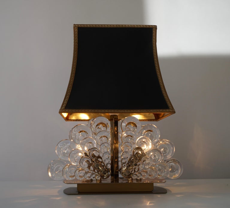 Peacock Table Lamp in Glass and Brass For Sale at 1stDibs