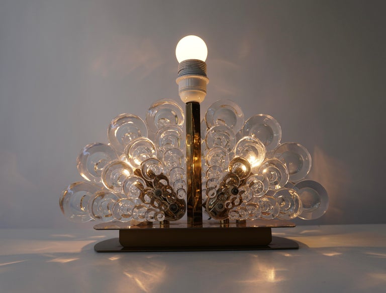 Peacock Table Lamp in Glass and Brass For Sale at 1stDibs