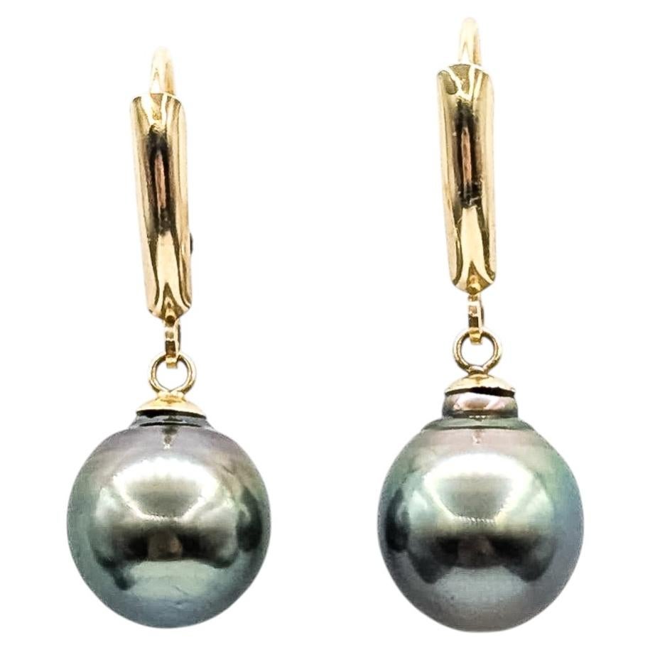 Orecchini pendenti con perle tahitiane Peacock in oro giallo 14k
