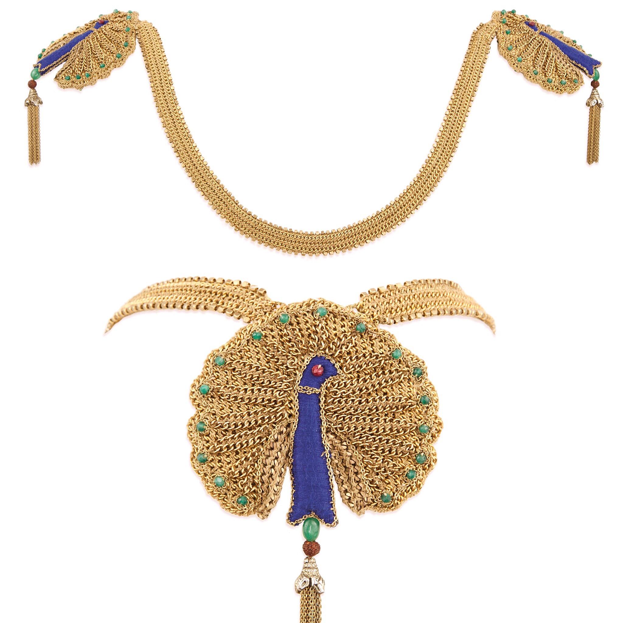 Bead Peacock Tassel Necklace Epaulettes - Hand sewn Luxury --  Pat# US9612090 For Sale