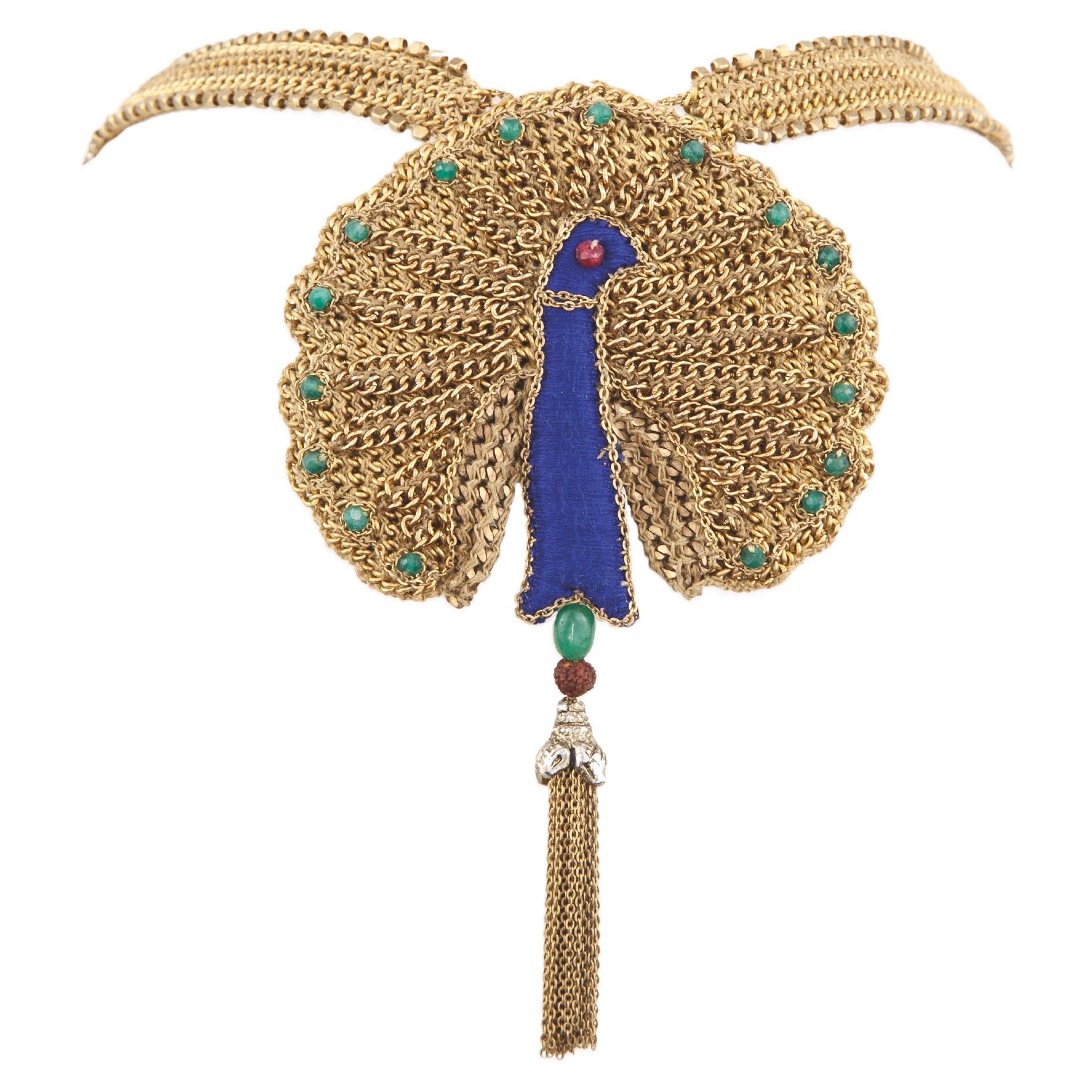 Peacock Tassel Necklace Epaulettes - Hand sewn Luxury --  Pat# US9612090 For Sale