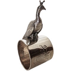 Antique Peacock Theme Victorian Silver Plated Napkin Ring Meriden Britannia Co.