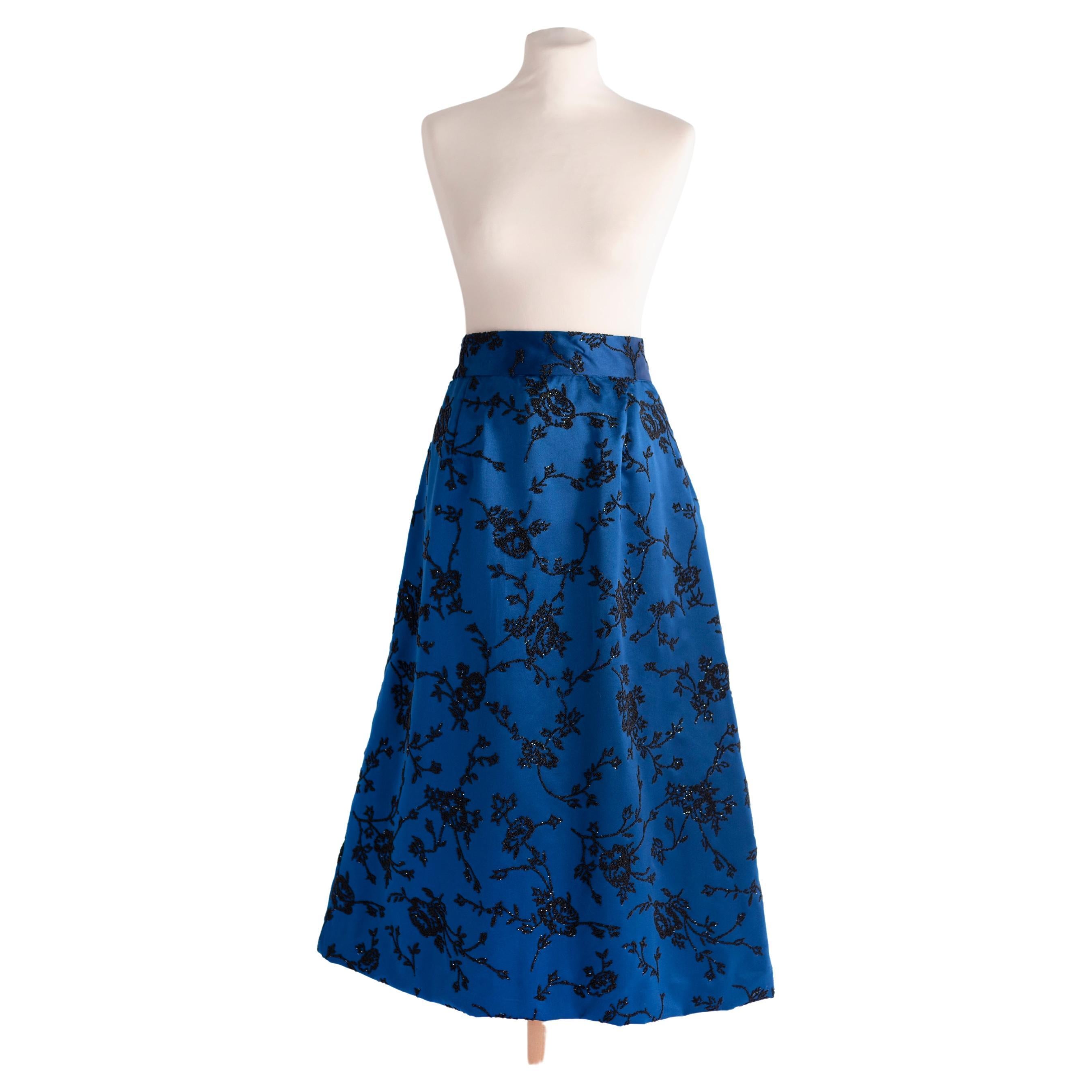Peacock wide silk skirt