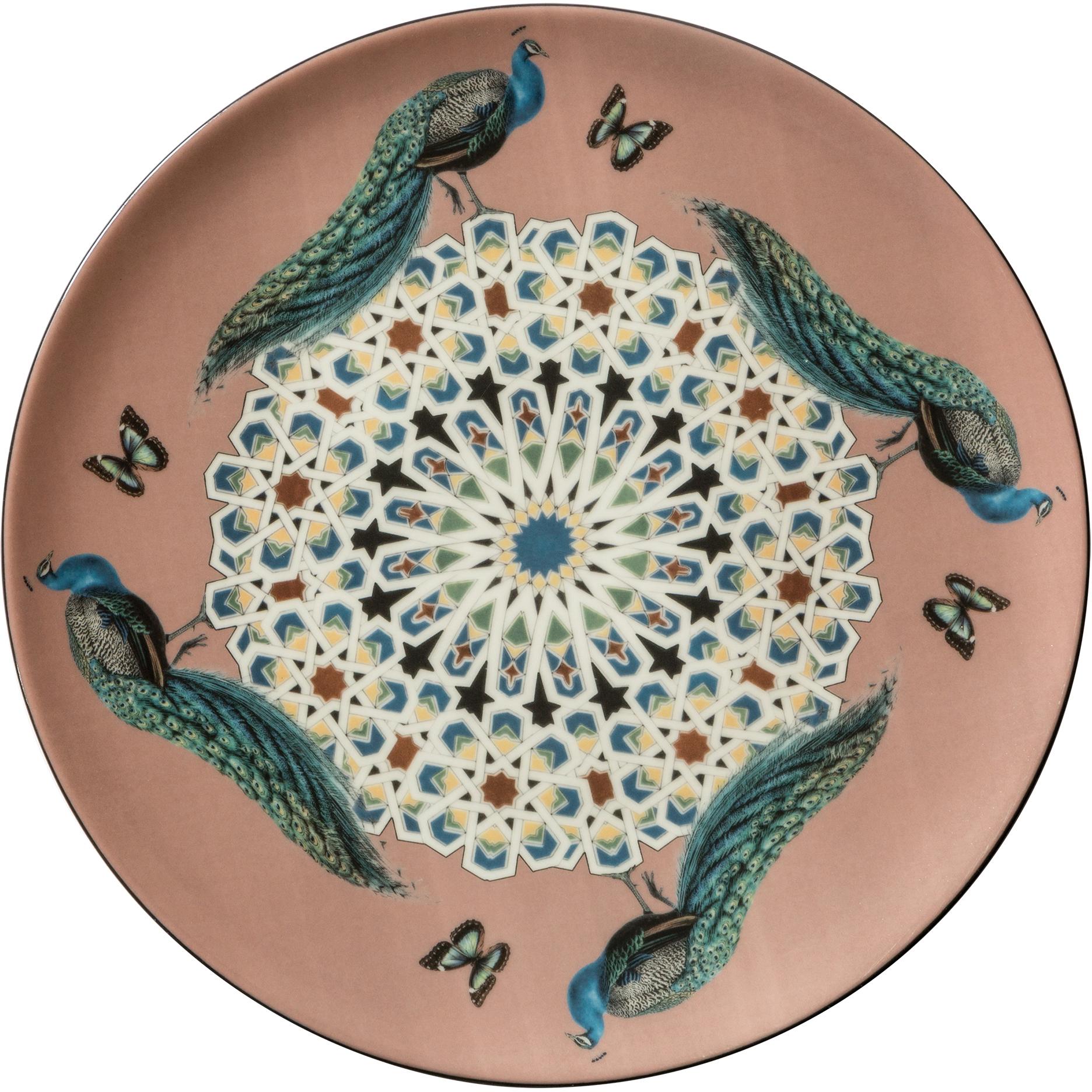 Peacocks Porcelain Dinner Plate by Vito Nesta for Les-Ottomans, Made in Italy For Sale