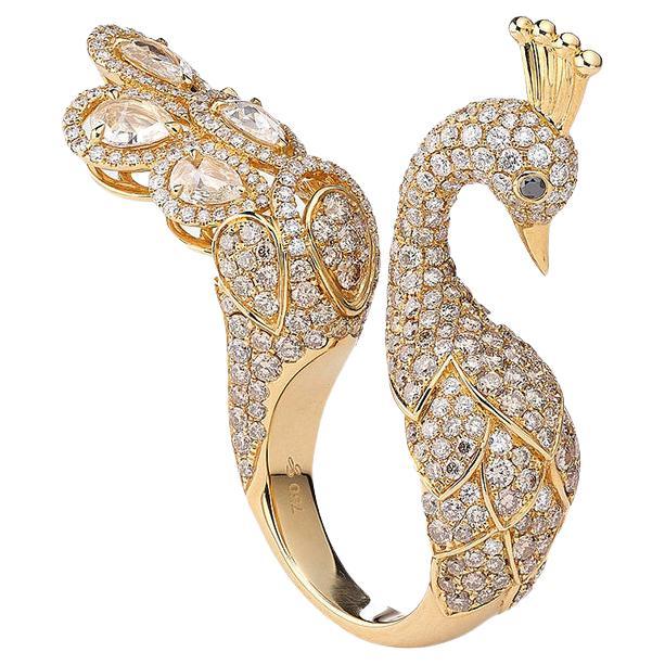 Anillo de oro con diamantes Peacok