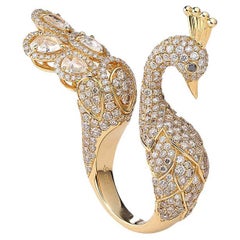 Peacok Diamond Gold Ring