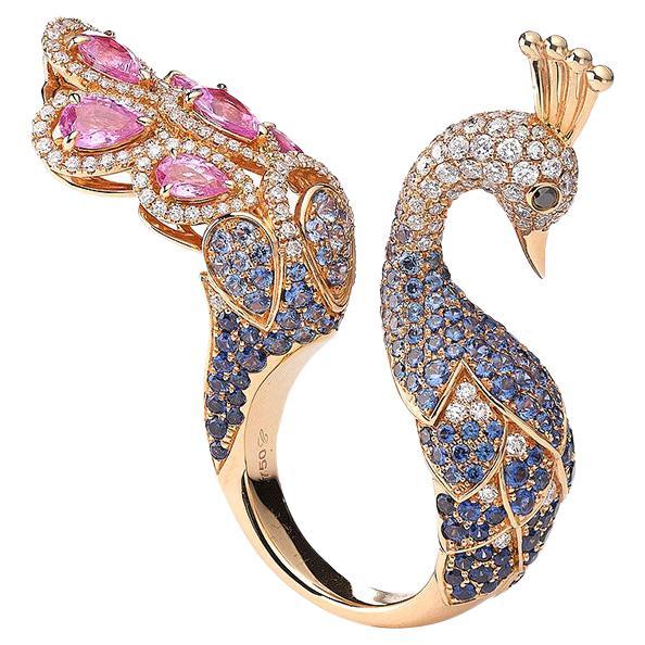 Peacok Diamond Gold Ring