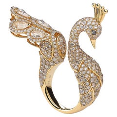 Anillo de oro con diamantes Peacok