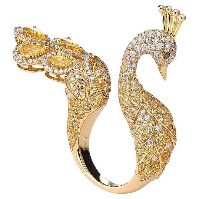 Peacok Diamond Gold Ring
