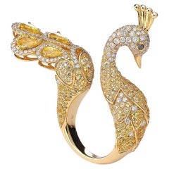 Peacok Diamond Gold Ring