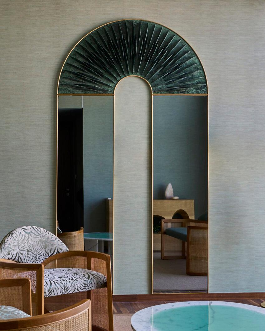 Brushed Peafowl Wall Mounted Mirror by Carla Baz For Sale