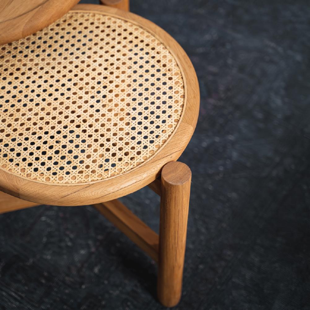 Turkish Peak Cane Coffe Table R40, Solid Oak Wood For Sale