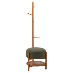 Peak Coat Hanger & Pouf , Massive Oak Wood, Hand-Crafted