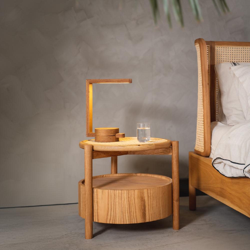 Turkish Peak Night Stand, Solid Oak Wood, Natural Oak veneer For Sale