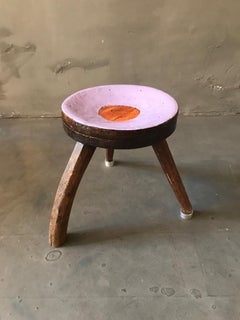 Peak of a Century Stool, Abstract 21st Century European Oak Arts and Craft Seat