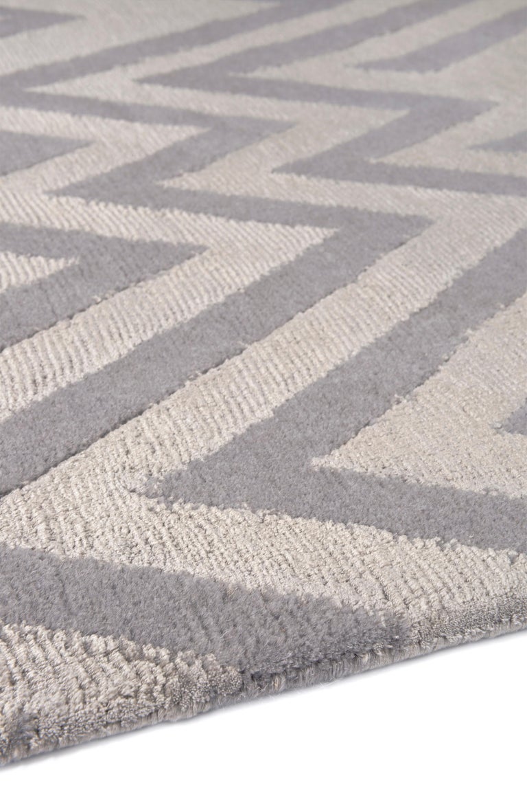 Peaks HandKnotted 6x4 Area Rug in Wool and Silk by Paul Smith For Sale