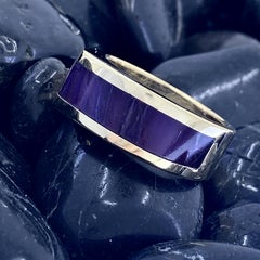 "Peaky" Band or Pinkie Ring in Yellow Gold with Polished Sugilite Banners