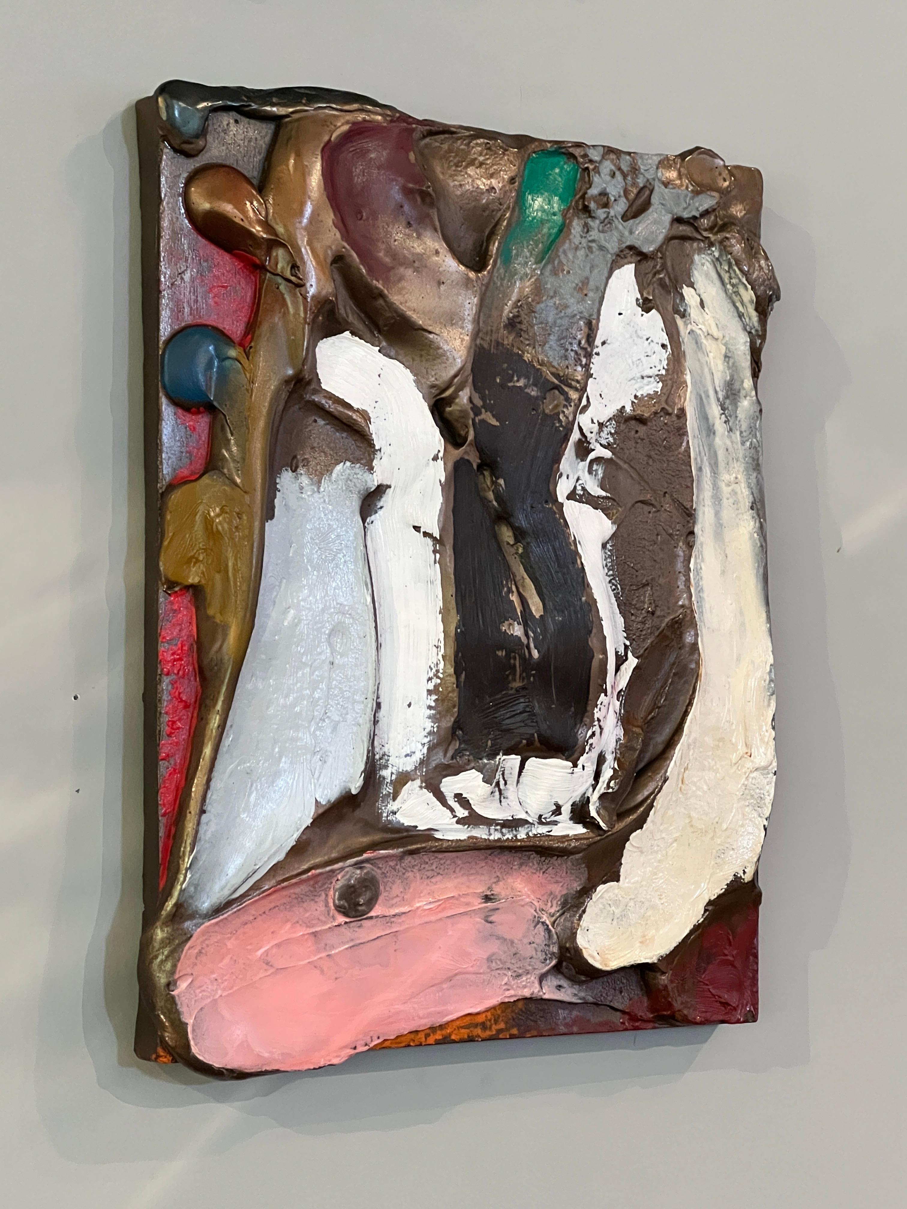 Unable to get the depth of relief he desired using traditonal print making techniques, Stanley Boxer (1926-2000) cast a series of multiples in bronze. Once cast he would paint each piece differently, in affect making each bronze a unique piece of