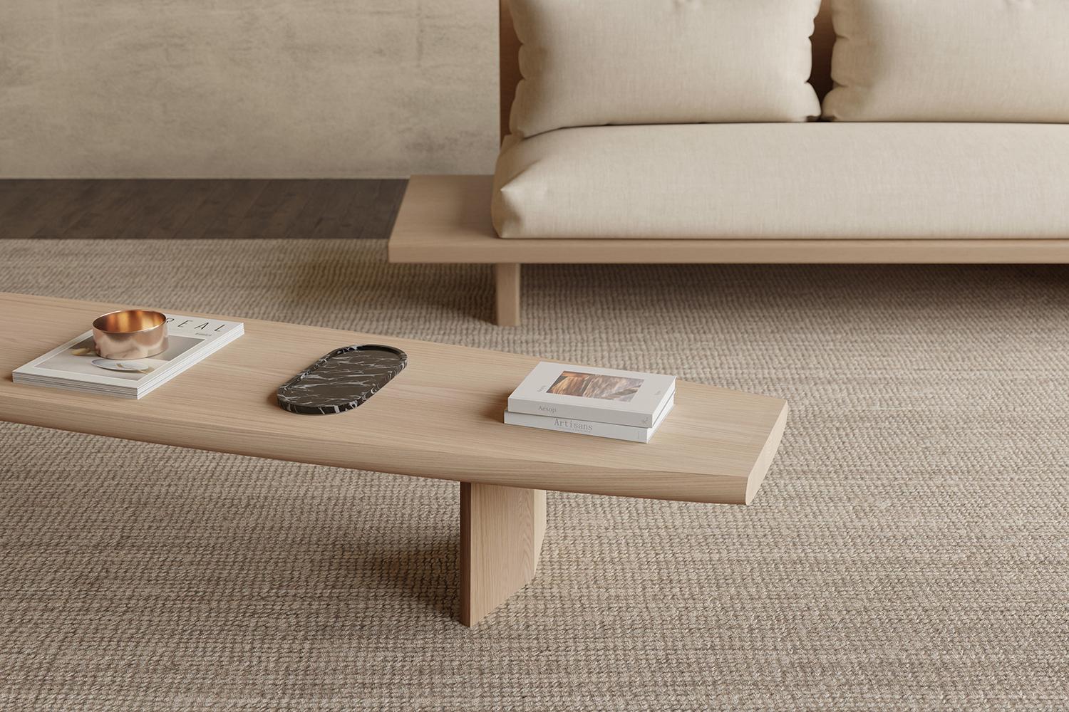 Messicano Tavolino basso Peana, panca in finitura Oak Wood naturale di Joel Escalona in vendita