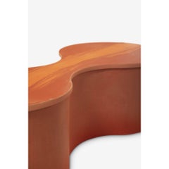 "Peanut" coffee table, degraded mineral coating legs, matte resin top