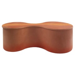 "Peanut" coffee table, degraded mineral coating legs, matte resin top
