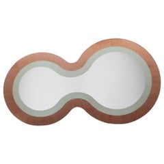 "Peanut" mirror, eglomized copper leaf and white gold leaf