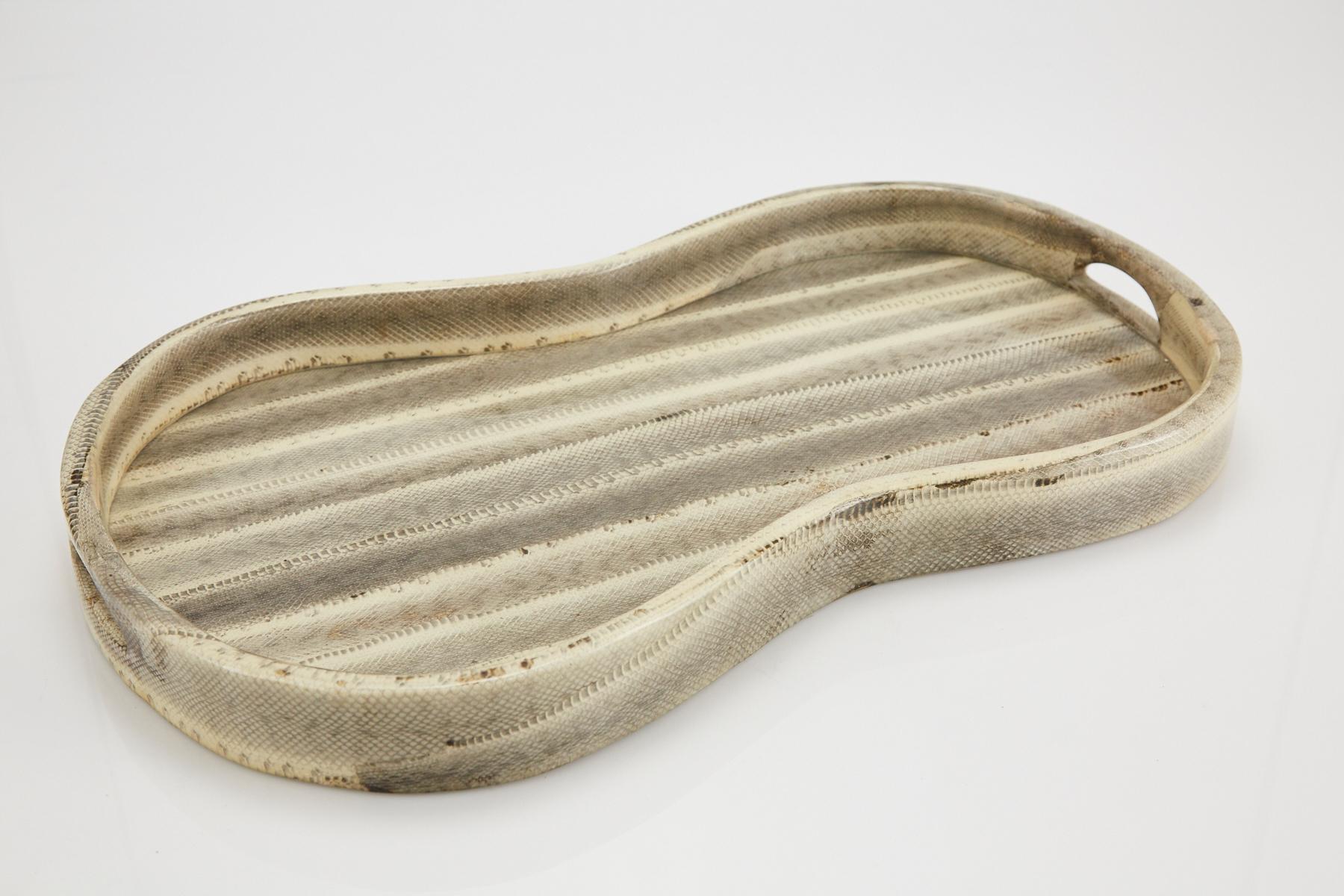 Minimalist Peanut Shaped Snakeskin Serving or Dresser Tray