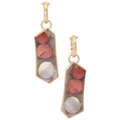 Peanut Wood Drop Earrings in 18 Karat Gold