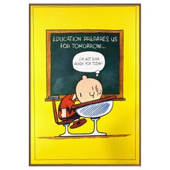 Peanuts - Póster con marco de nogal «El examen de Charlie Brown», de Charles M. Schulz, 1955