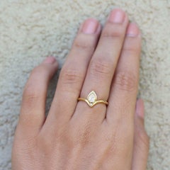 Pear 1.0 Carat Diamond Unique Chevron Engagement Ring, "Atyasha"